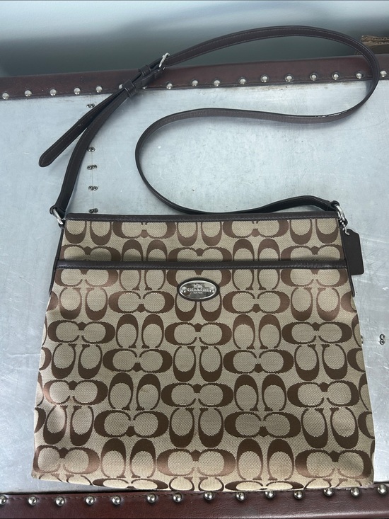 Coach Handbags - Coach Tan and Brown Signature Crossbody Bag